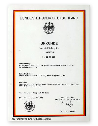 Patentanmeldung des Kettensägenschärfers